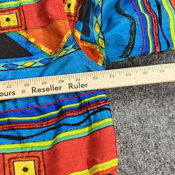 VTG Chico’s Jacket Womens 2 US L 12 Chinook Southwestern Aztec Beaded‎ Silk - Picture 16 of 16